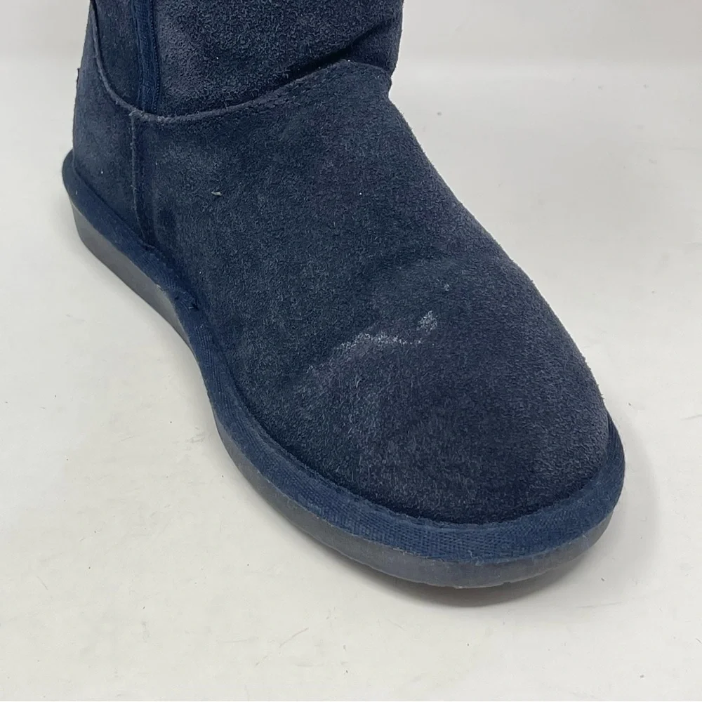 Minnetonka Olympia Boots Womens 6 Blue Suede Ankle Sheepskin Wool Lined Winter